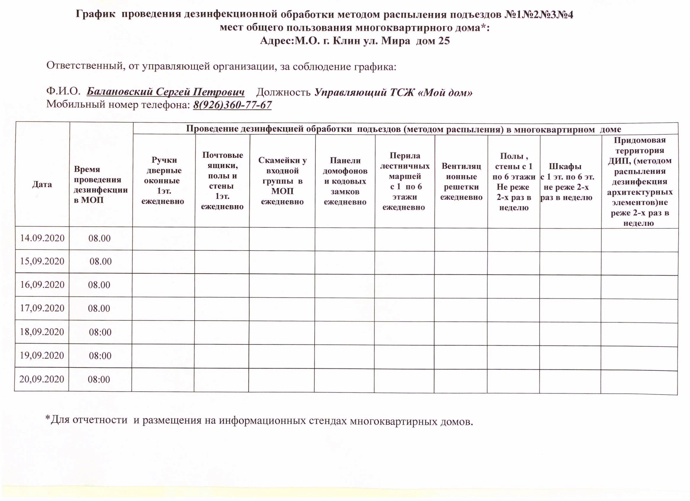 Акт выполненных работ по уборке подъездов и лестничных клеток образец